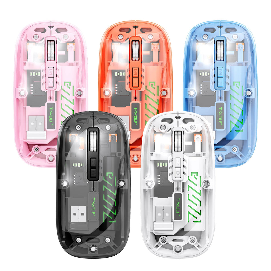 Transparent Dual-Mode Rechargeable Bluetooth Wireless Mouse