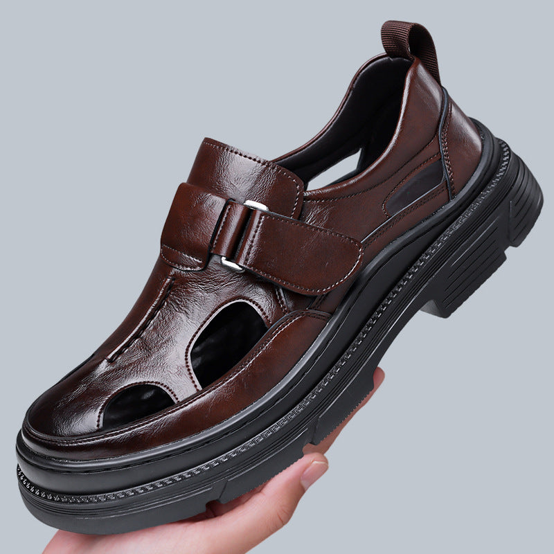 Men's Breathable Clog Sandals with Wide Toe and Velcro Strap
