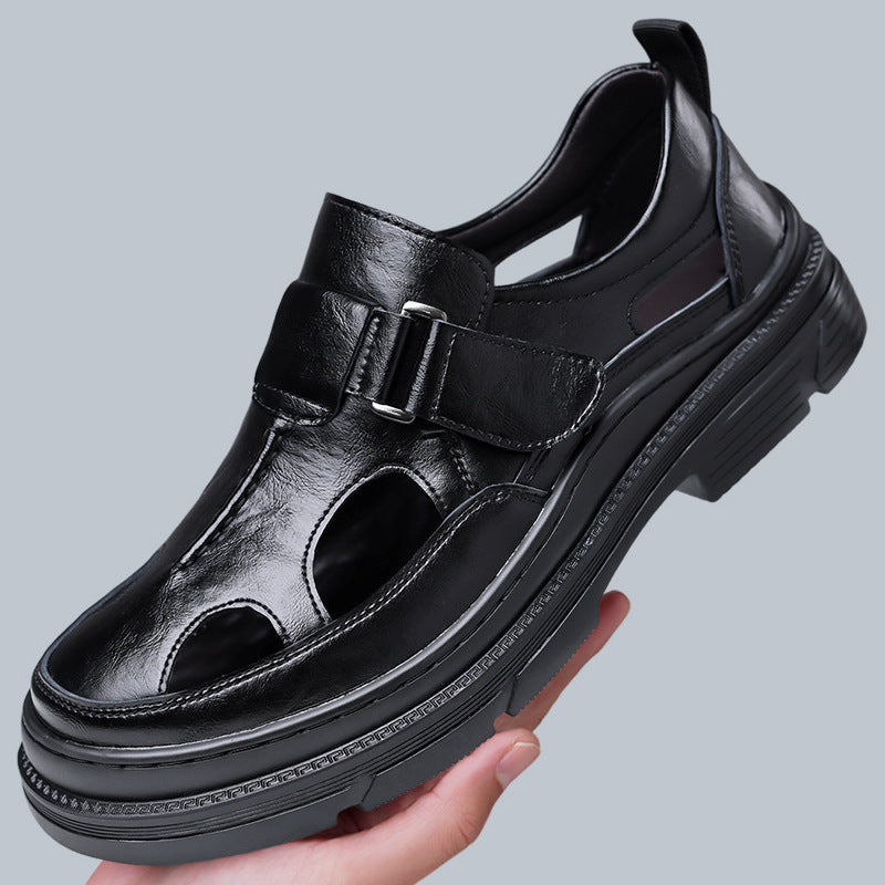 Men's Breathable Clog Sandals with Wide Toe and Velcro Strap