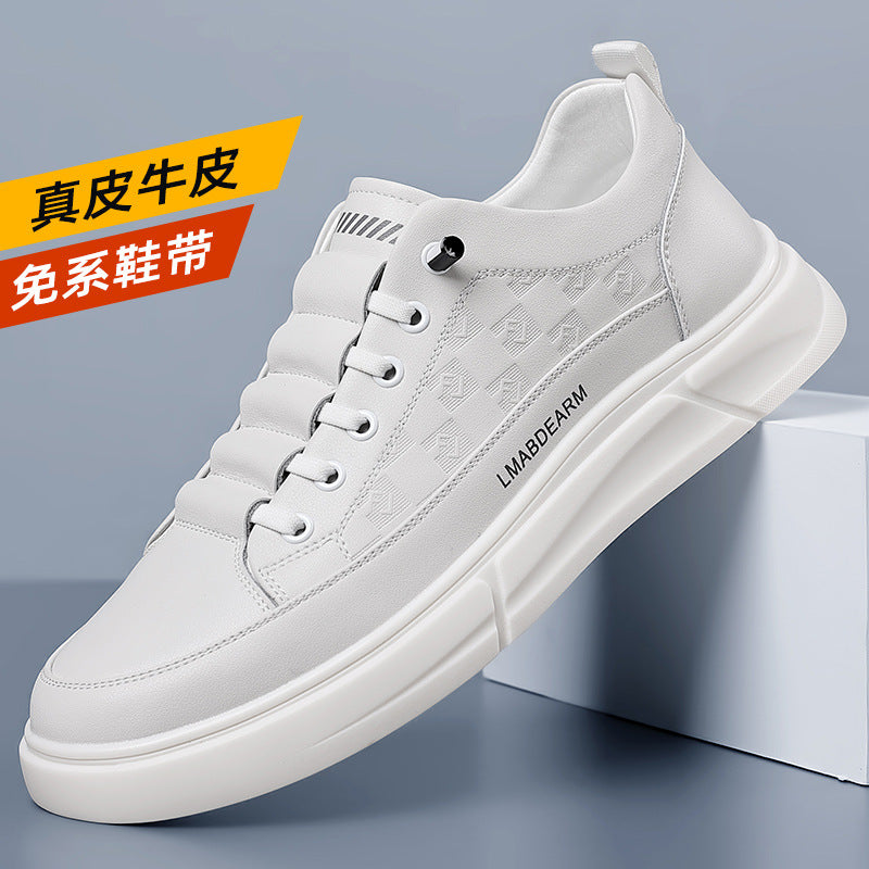Men's White Board Sneakers Breathable Casual Lace-Up Shoes