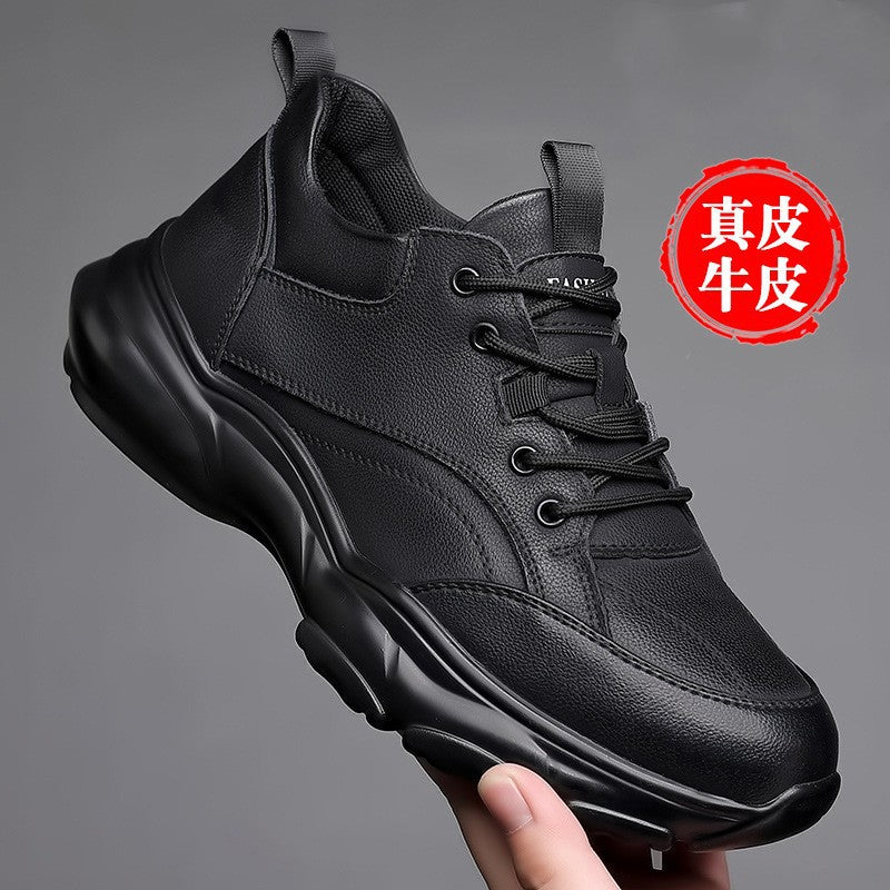 Men's Cowhide Casual Basketball Sneakers Warm Fleece Thick Sole