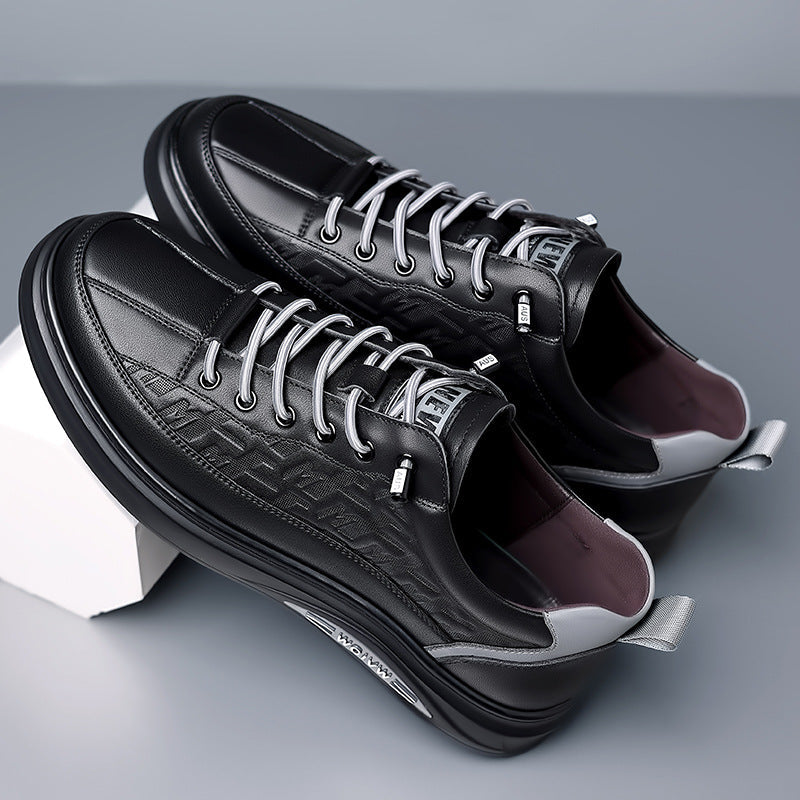 Men's Cowhide Slip-On Casual Board Shoes Soft Breathable Sneakers
