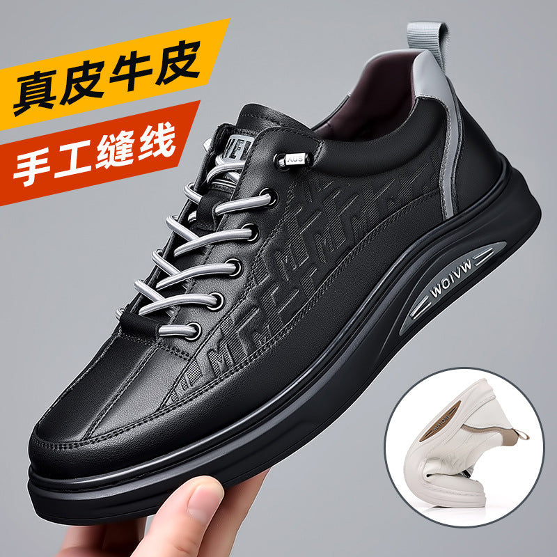 Men's Cowhide Slip-On Casual Board Shoes Soft Breathable Sneakers