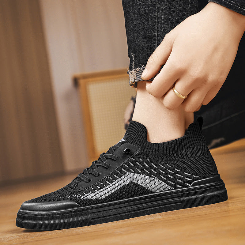 Men's Fly-Knit Slip-On Sneakers Breathable Soft Sole Casual Shoes