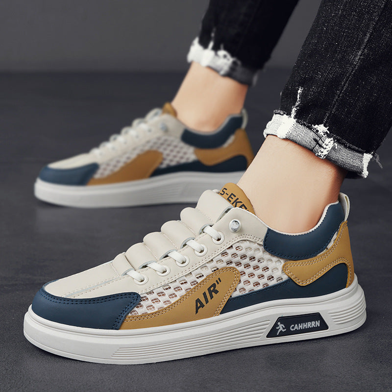Men's Breathable Mesh Sneakers Thick Sole Casual Lace-Up Shoes