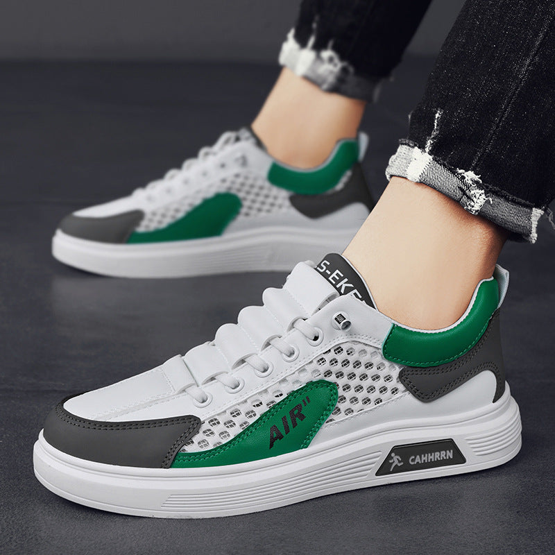 Men's Breathable Mesh Sneakers Thick Sole Casual Lace-Up Shoes