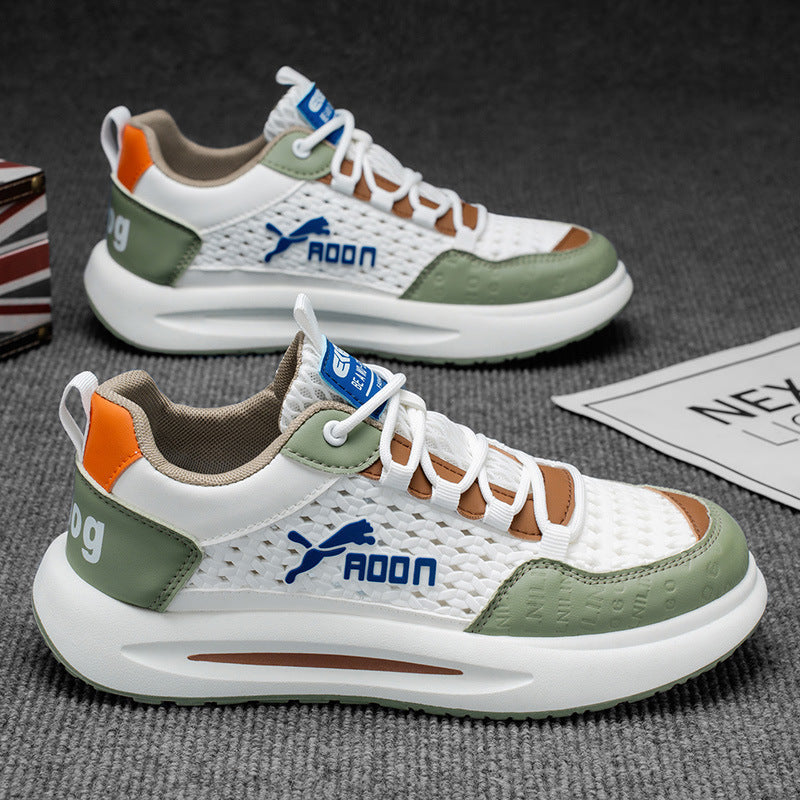 Men's Hollow Breathable Thick Sole Dad Sneakers Casual Sports