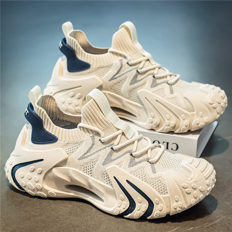 Men's Fly-Woven Mesh Sneakers Thick Sole Casual Sports Shoes