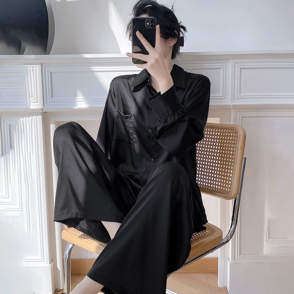 Women’s Ice Silk Sun Protection Loungewear Set Long Sleeve