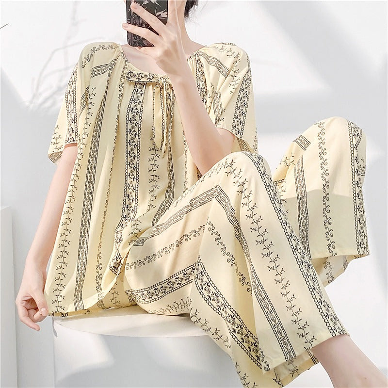 Women’s Chinese Style Cotton Silk Pajama Set Plus Size 2026