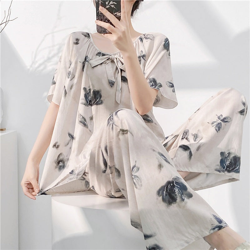 Women’s Chinese Style Cotton Silk Pajama Set Plus Size 2026