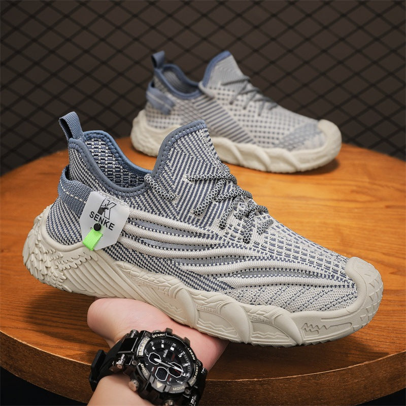 Men's Thick Sole Mesh Sneakers Breathable Casual Sports Shoes