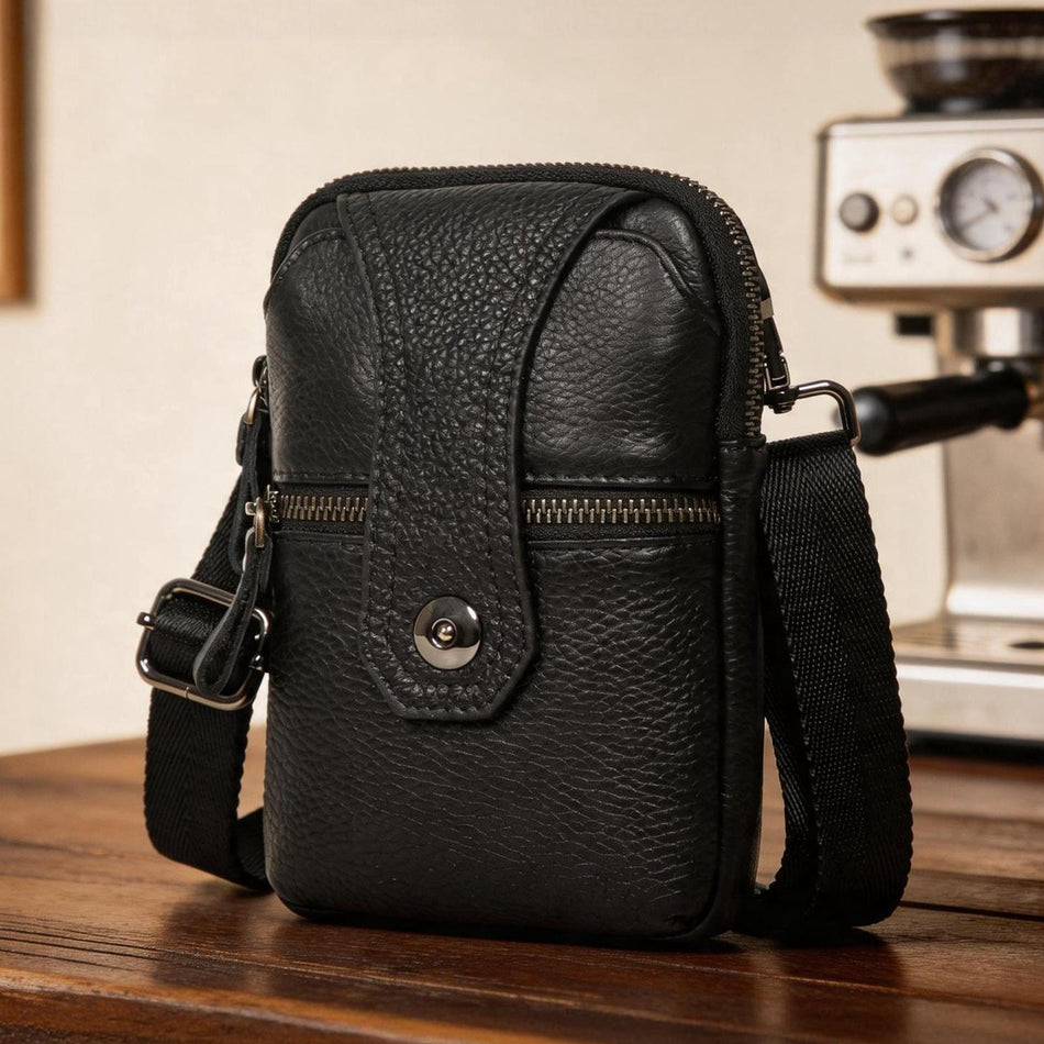 Men's Genuine Leather Waist Bag Phone Pouch Crossbody Bag