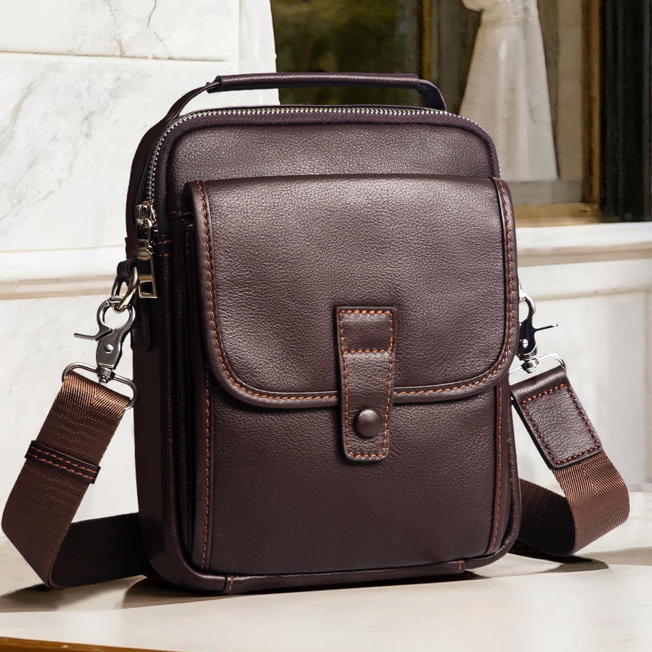 Genuine Leather Crossbody Shoulder Bag for Men and Women