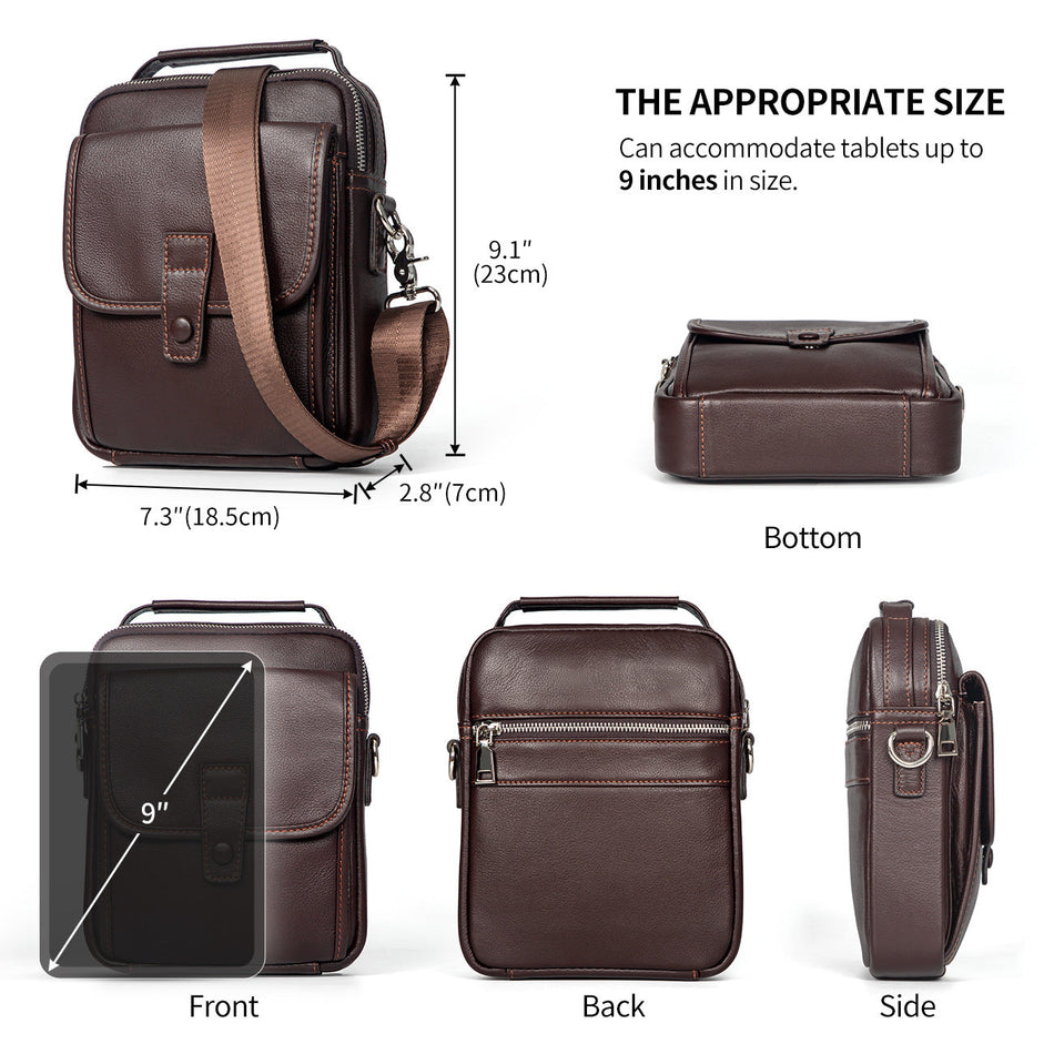 Genuine Leather Crossbody Shoulder Bag for Men and Women