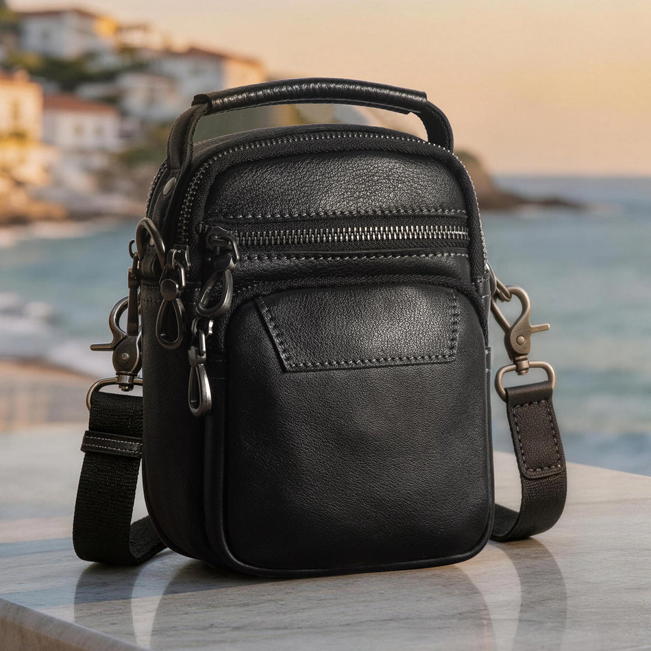 Men's Genuine Leather Crossbody Bag Compact Shoulder Phone Bag