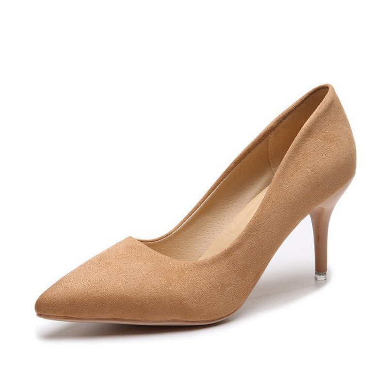 Women's Korean Style Pointed Toe Suede Kitten Heel Pumps
