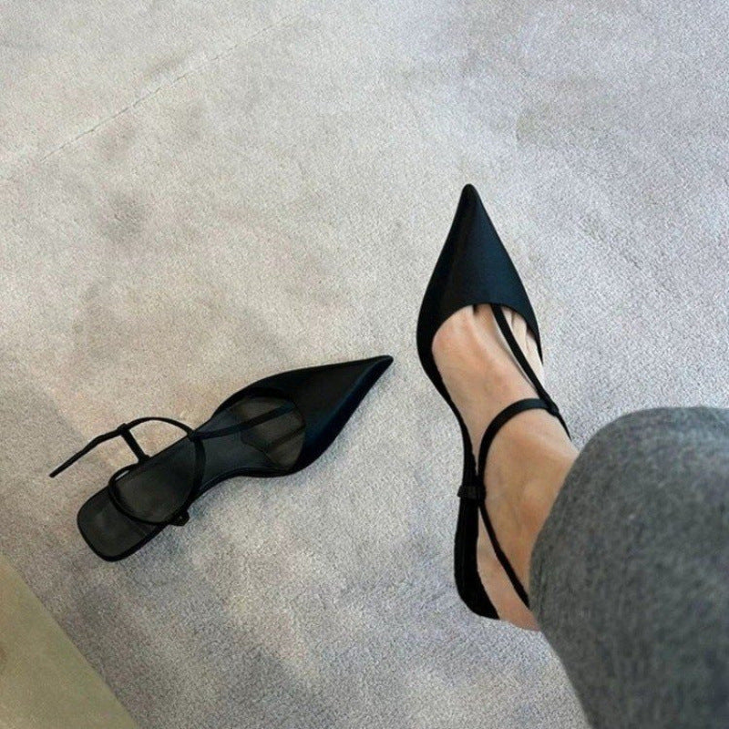 Women's French Style Pointed Toe Kitten Heel Sandals