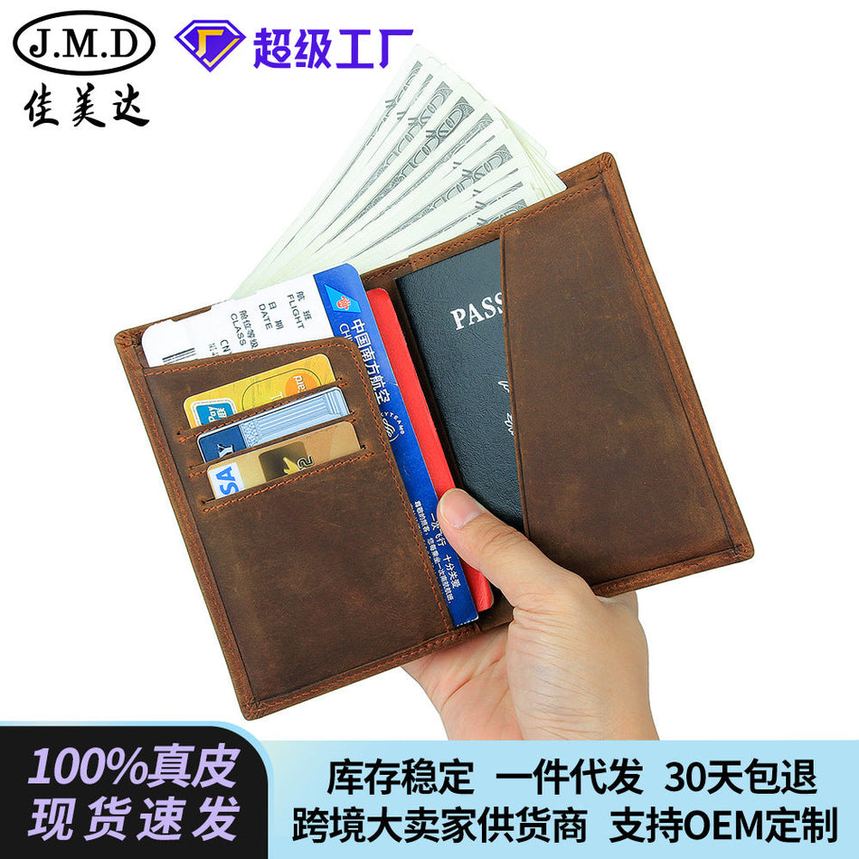 Crazy Horse Leather Men's RFID Multi-Card Wallet Card Holder Bag