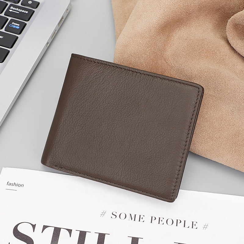 Retro Genuine Leather Men's Short Wallet Multi-Card Coin Purse