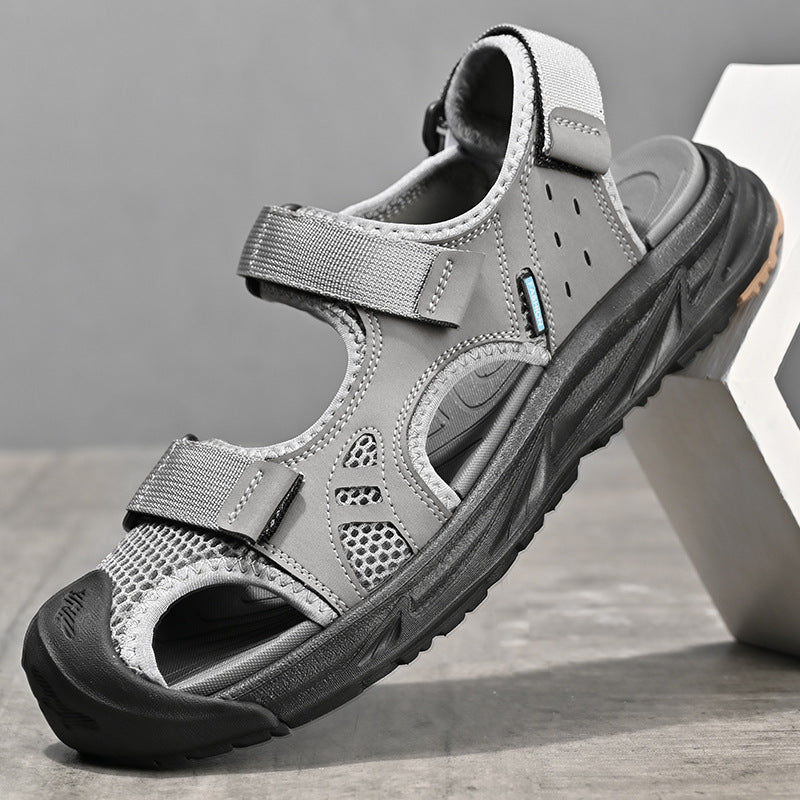 Men's Leather Baotou Sandals Summer Outdoor Non-Slip Beach Shoes