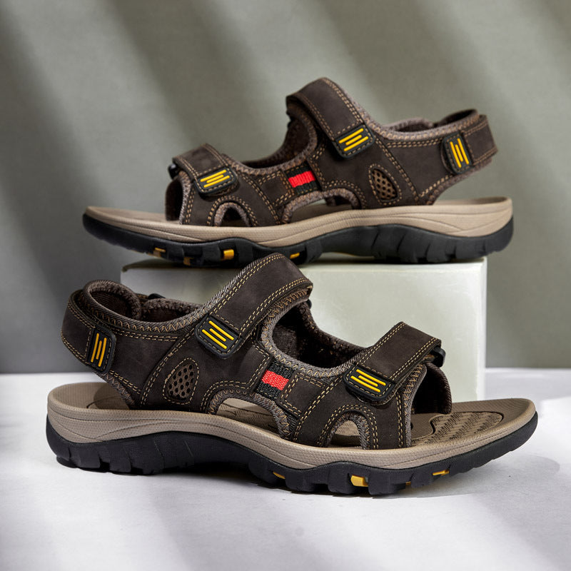 Men's Leather Baotou Sandals Outdoor Casual Beach Non-Slip Shoes