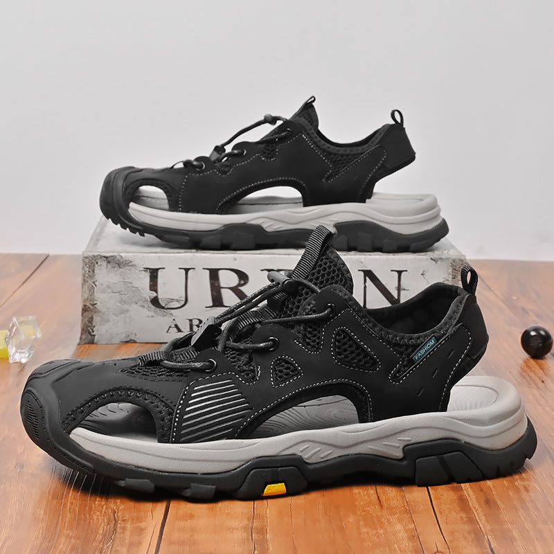 Men's Leather Baotou Sandals Breathable Casual Outdoor Shoes