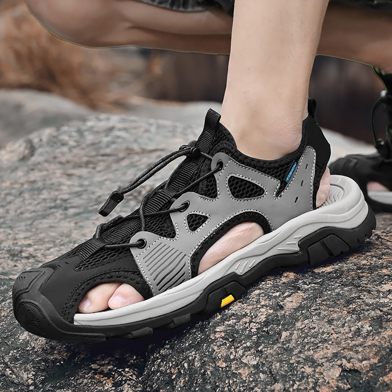 Men's Leather Baotou Sandals Breathable Casual Outdoor Shoes