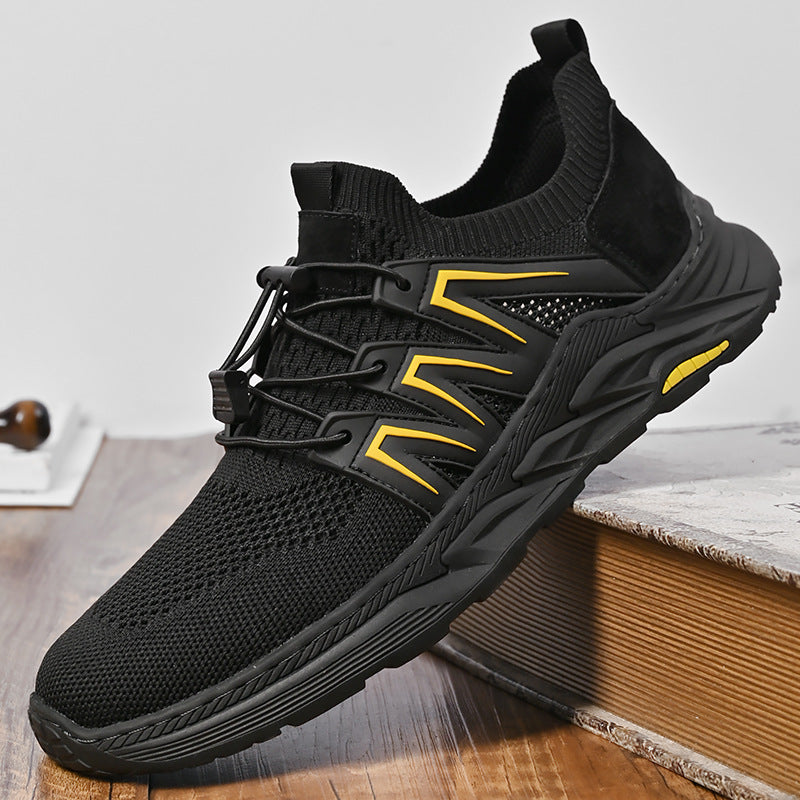 Men's Mesh Leather Shoes Breathable Lightweight Non-Slip Sneakers