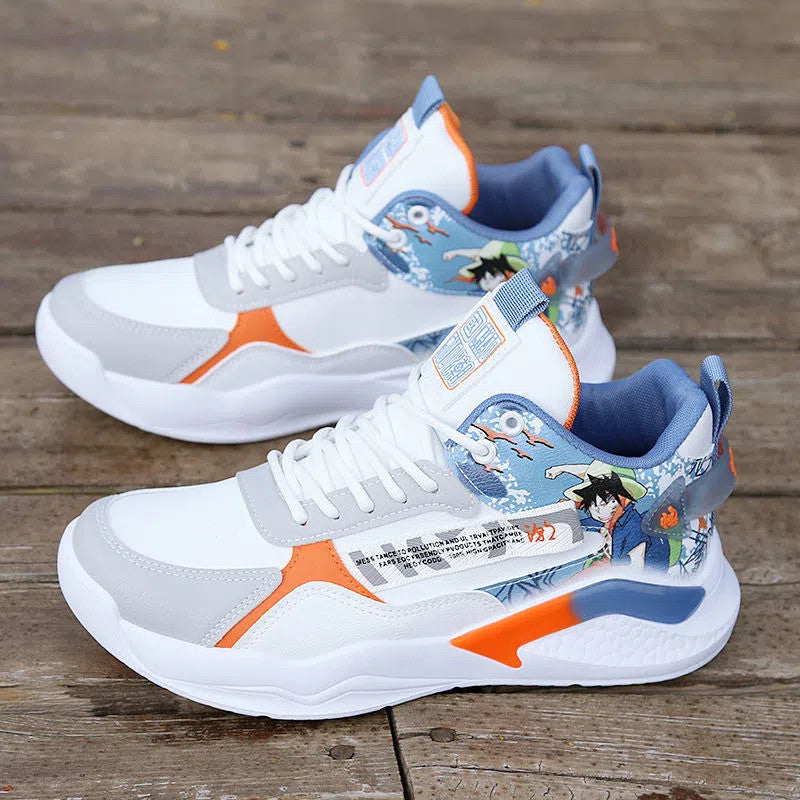 Men's High Top Basketball Sneakers Leather Casual Sport Shoes