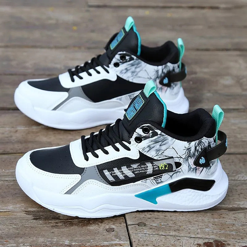 Men's High Top Basketball Sneakers Leather Casual Sport Shoes