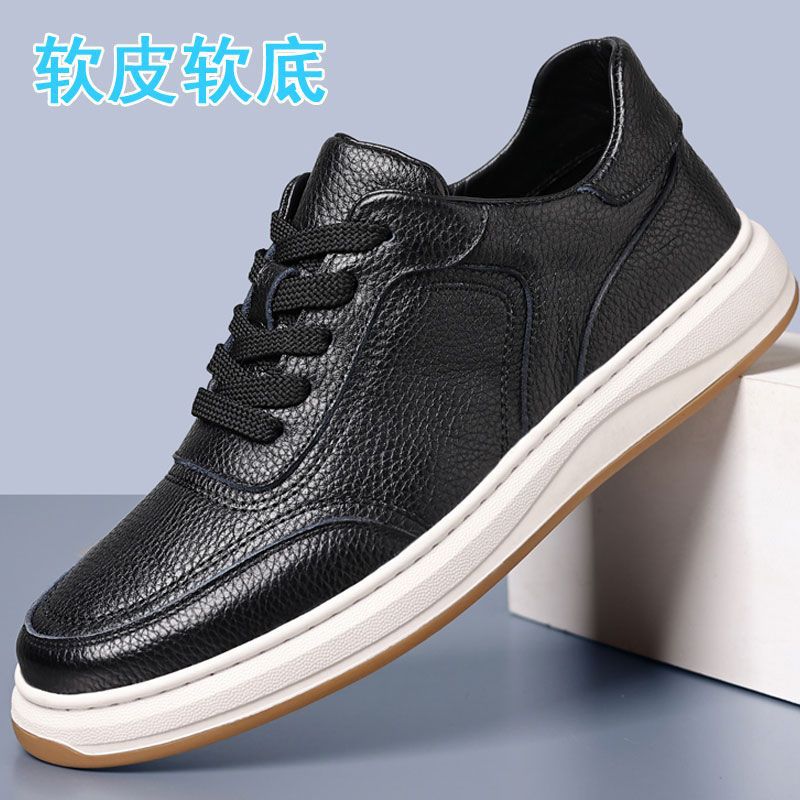 Men's White Leather Sneakers Breathable Casual Sports Shoes