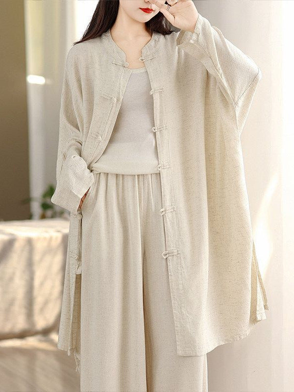 Women Cotton Linen Zen Style Sun Protection Long Sleeve Shirt