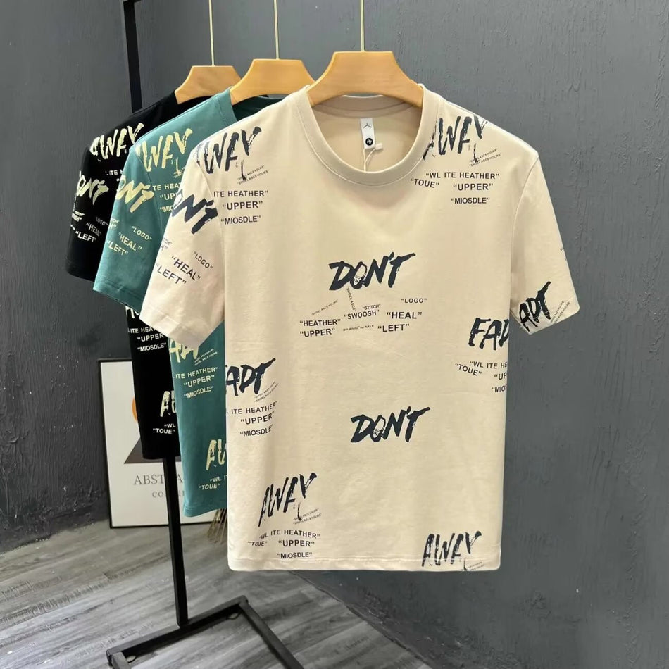 Men's Loose Fit Crew Neck T-Shirt Casual Printed Summer Tee