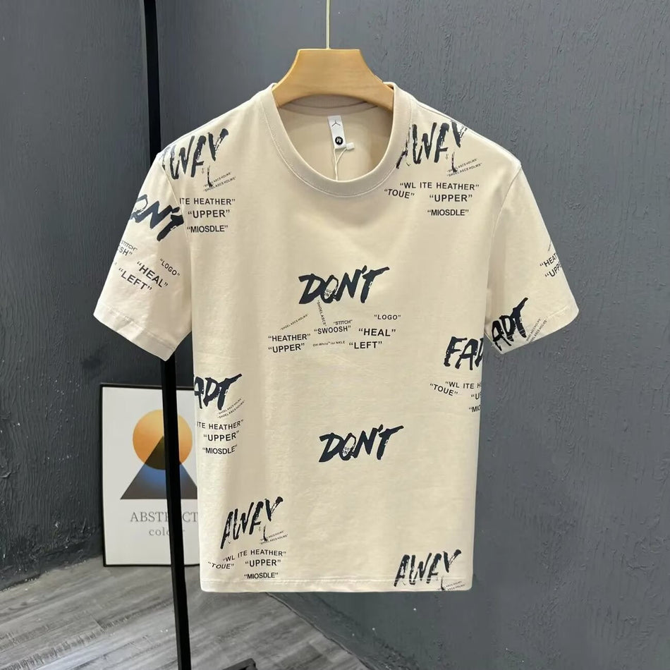 Men's Loose Fit Crew Neck T-Shirt Casual Printed Summer Tee
