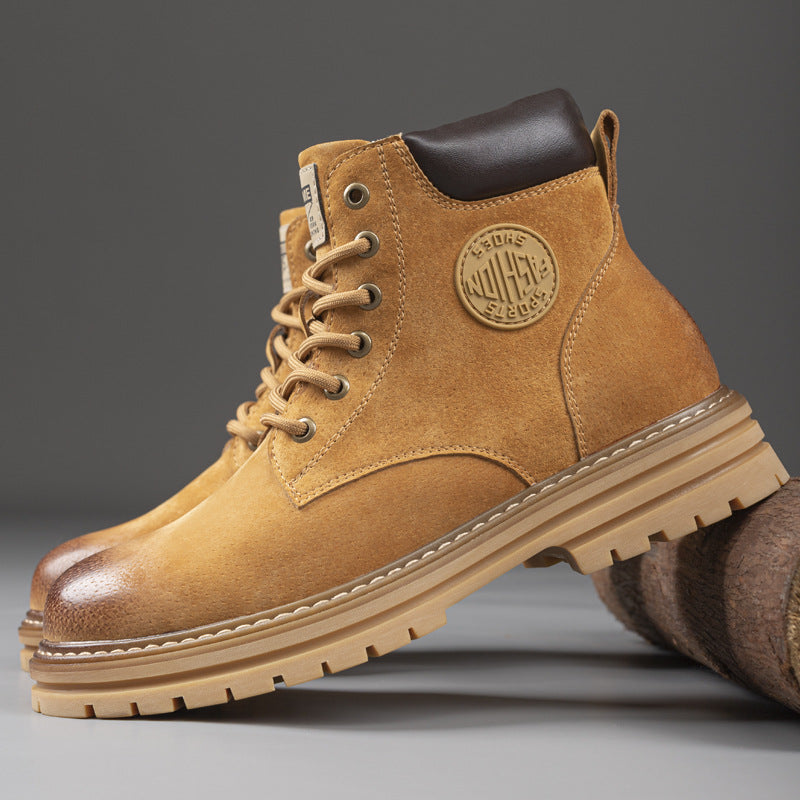 Men's Fleece-Lined Leather Martin Work Boots