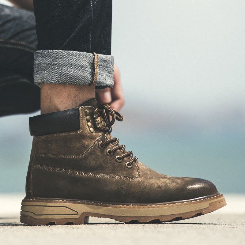 Men's Genuine Leather Fleece-Lined Martin Boots