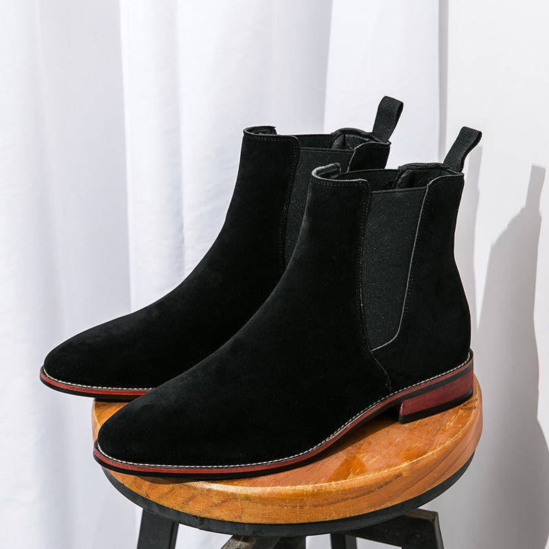 Men's Leather Chelsea Ankle Boots with High-Top Design