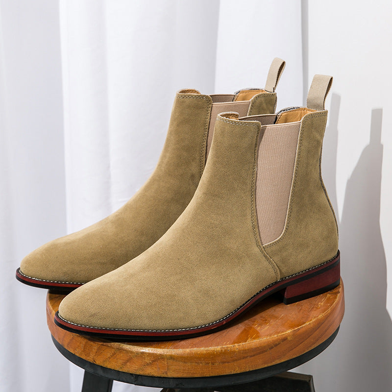 Men's Leather Chelsea Ankle Boots with High-Top Design