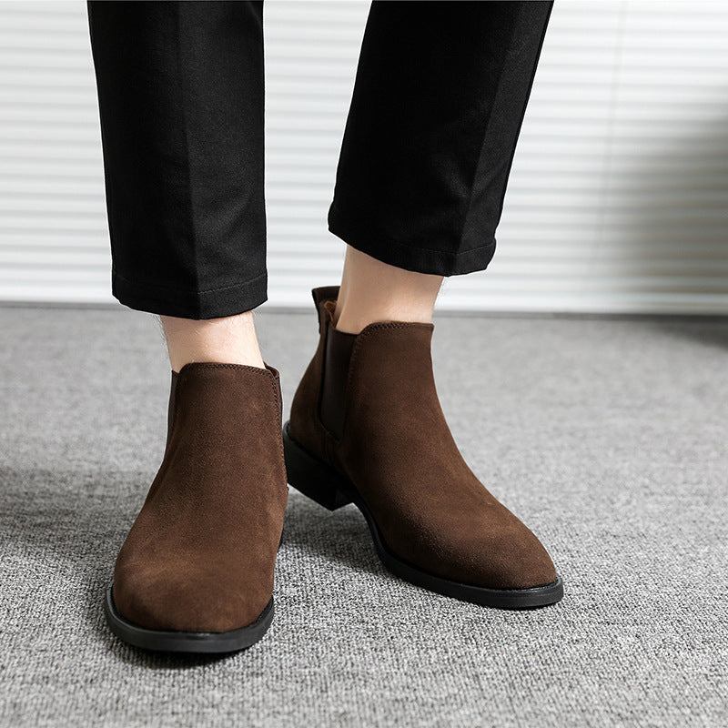 Men's Suede Chelsea Ankle Boots British Casual Shoes