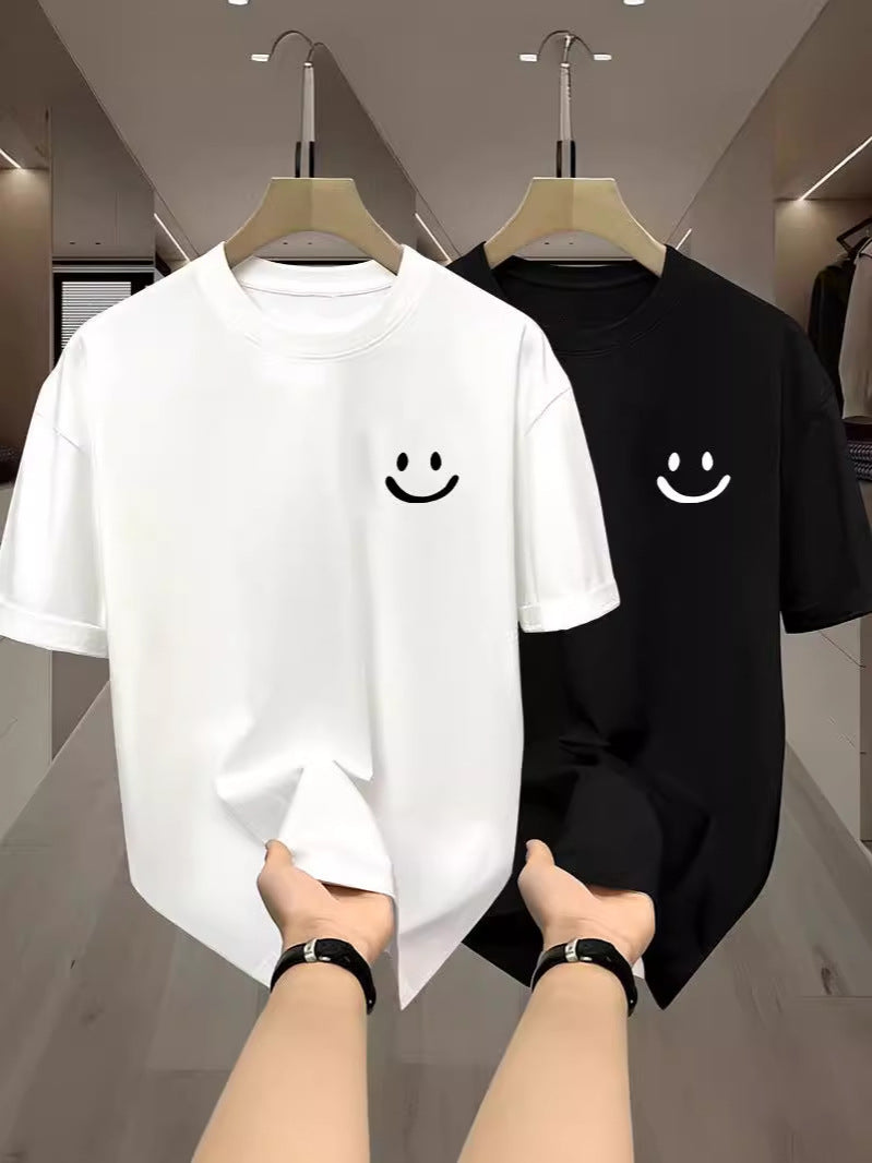 Unisex Ice Silk Crew Neck T-Shirt Loose Fit Casual Summer Tee