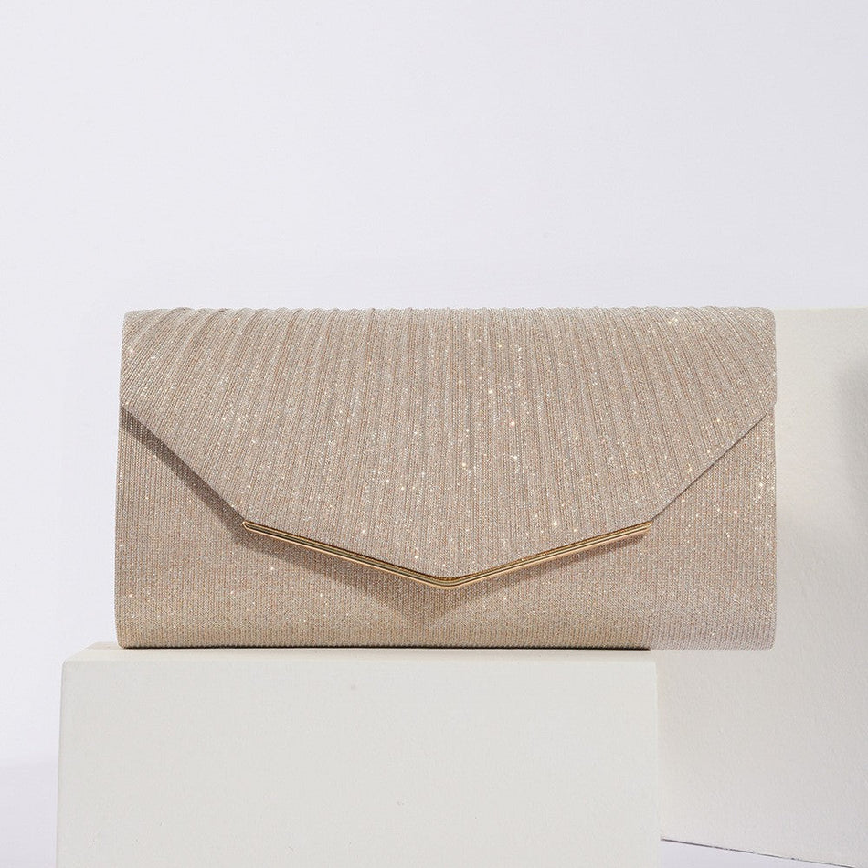 Shiny Pleated Large Capacity Evening Handbag for Women