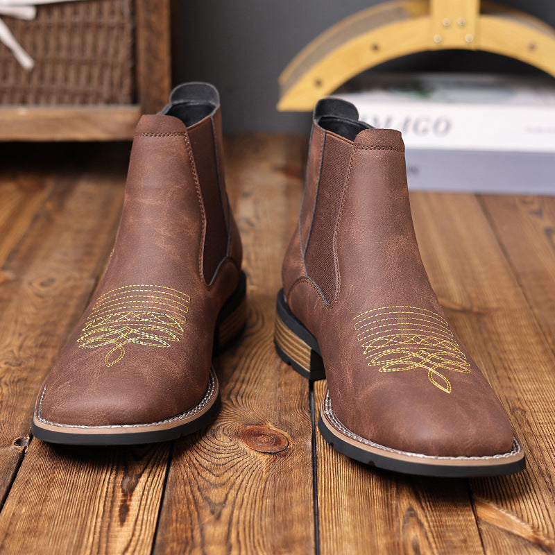 Men's Embroidered Chelsea Martin Ankle Boots