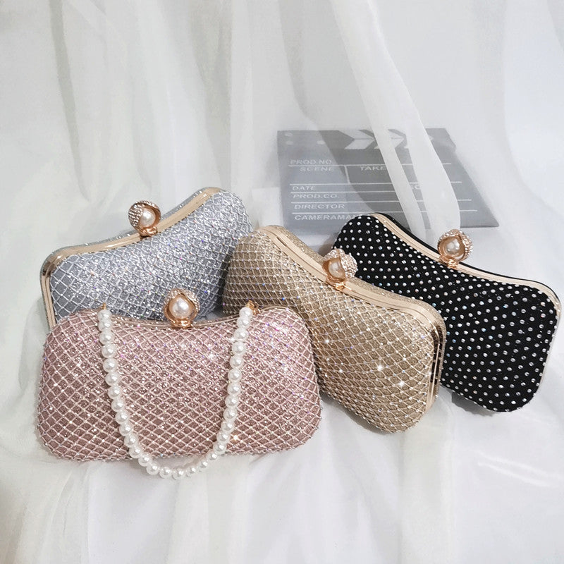 Diamond Pearl Pillow Shoulder Crossbody Evening Bag