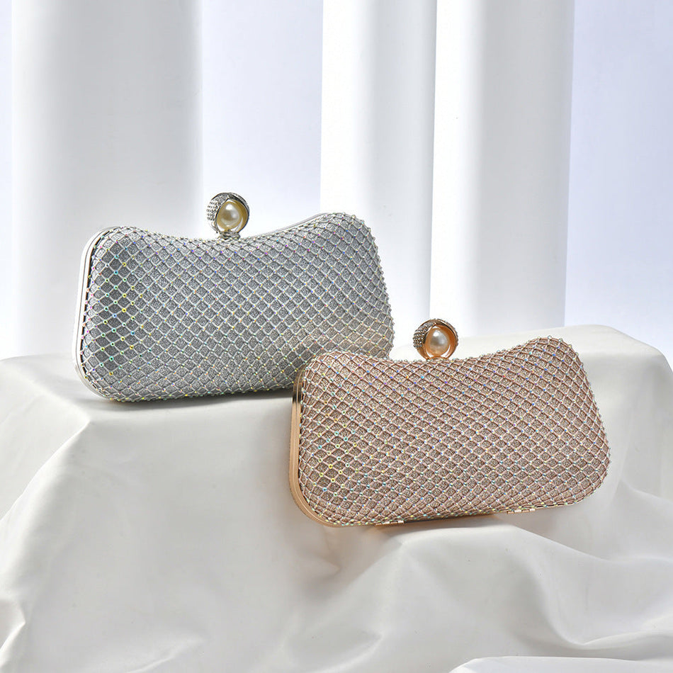 Diamond Pearl Pillow Shoulder Crossbody Evening Bag