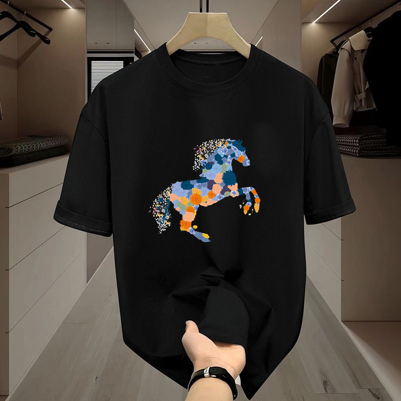 Unisex Ice Silk Crew Neck T-Shirt Slim Fit Casual Summer Top