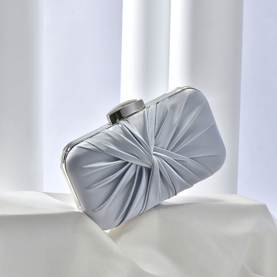 Satin Silk Diamond Pleated Luxury Women's Evening Clutch