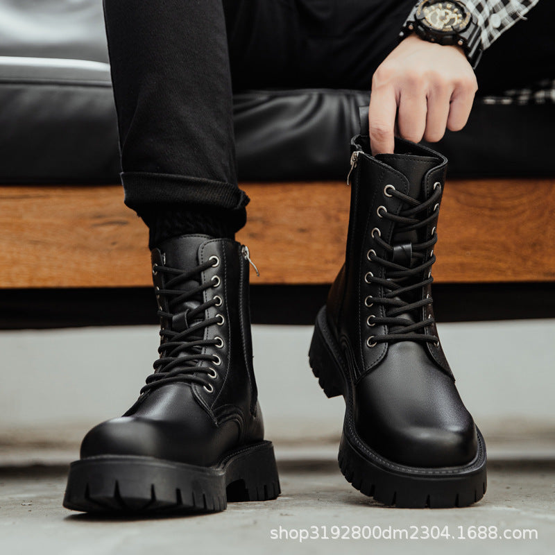 Men's Genuine Leather British Style Biker Boots