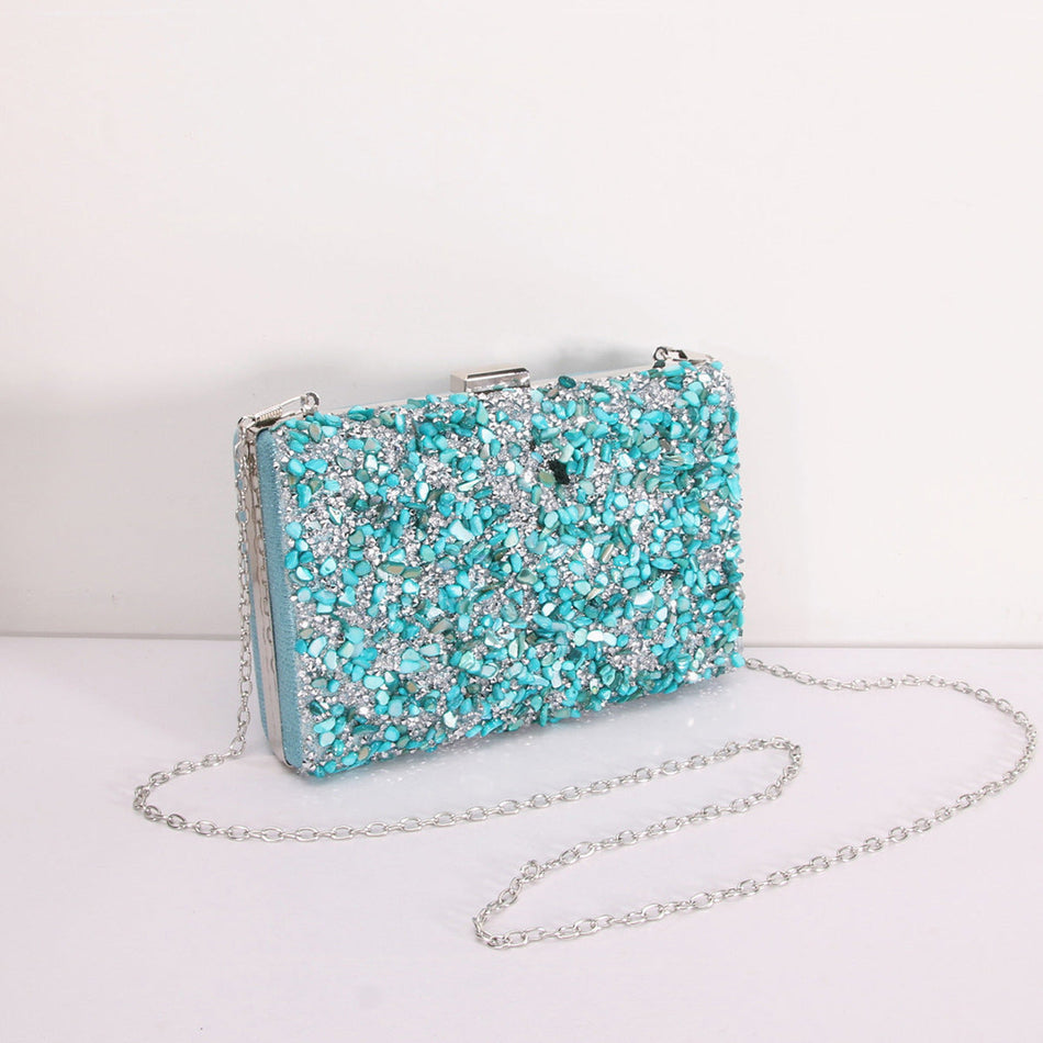Luxury Rhinestone Evening Handbag with Chain for Women
