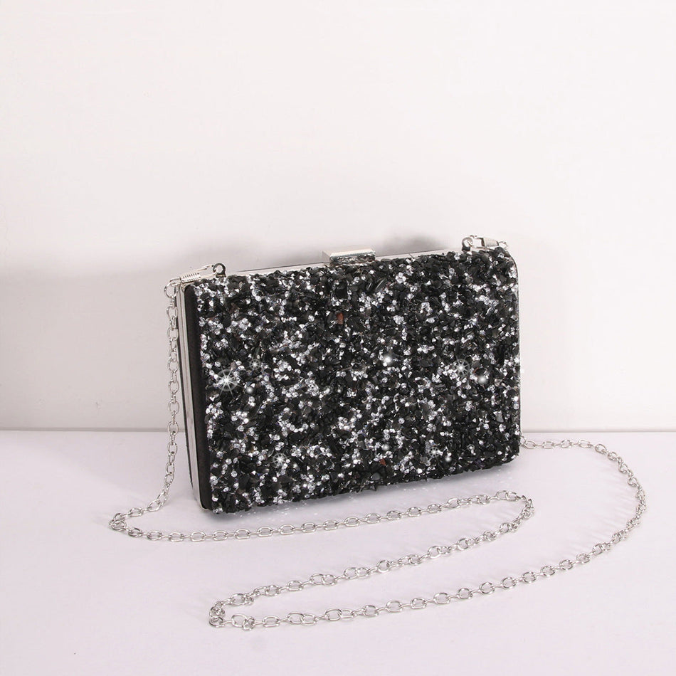 Luxury Rhinestone Evening Handbag with Chain for Women